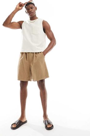 Jack & Jones loose fit cord short in beige-Neutral