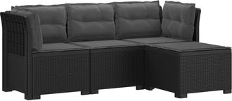 vidaXL Sof&aacute; De Jard&iacute;n Para 4 Personas Con Cojines Y Dise&ntilde;o De Rattan Vidaxl