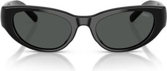 Diesel 52mm Cat Eye Sunglasses in Solid Black /Solid Black at Nordstrom
