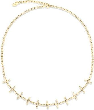SHYMI Cubic Zirconia Bar Tennis Necklace in Gold at Nordstrom
