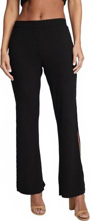Chaser Cozy Rib Side Split Beach Pant In Black
