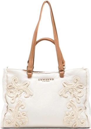 Ermanno Scervino Crochet-embroidered Shopper Bag - Dames - Shoppers - Wit - ONE Size - Tassen
