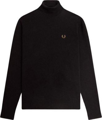 Fred Perry High Neck Turtleneck - Heren - Coltruien - Zwart - S - Katoen - Truien & Vesten