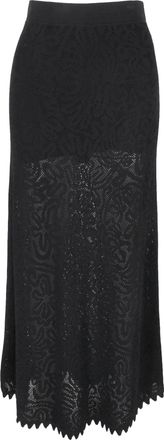 Ulla Johnson Lace Maxi Skirt in Black Viscose