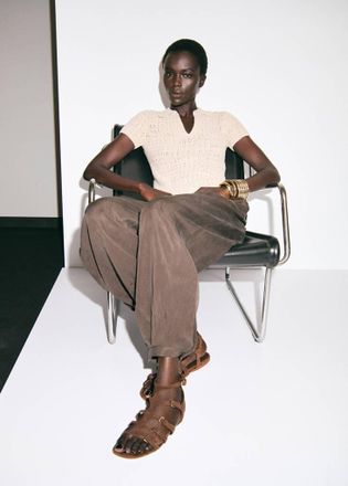 Mango Sandali pelle fasce cioccolato - Donna - 35 - MANGO