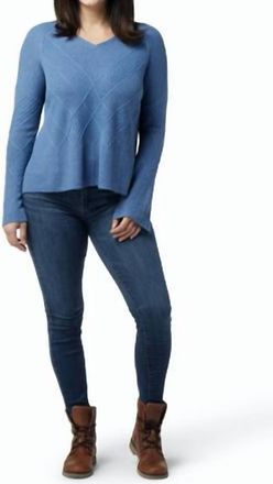 Smartwool Cable V-Neck Sweater In Blue Horizon Heather