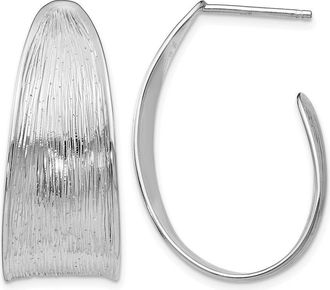 Diamond2Deal Sterling Silver Polished and Textured Hoop Earrings