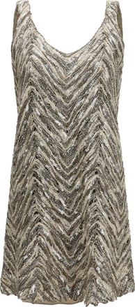 Brunello Cucinelli Womens Dress Brown-Beige Sequin Paper Brown/beige