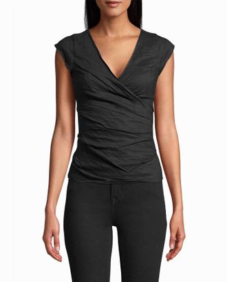Nicole Miller Cotton Metal Logan Top In Black