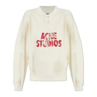 Acne Studios Sweatshirts, female, Beige, Size: L Vintage-effect Sweatshirt