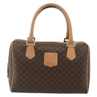 Celine Vintage Macadam Boston Bag Canvas And Leather Brown Canvas Handbag (Pre-Owned)