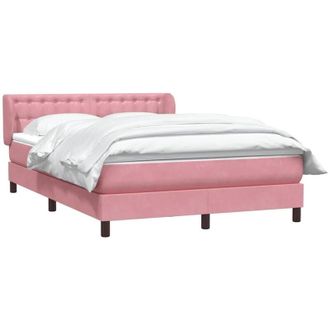 vidaXL Cama Box Spring Con Colch&oacute;n Terciopelo Rosa 140x210 Cm Vidaxl