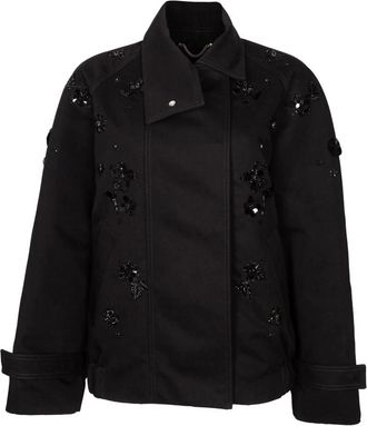 Golden Goose Oversized Jas met Bloemige Paillettenborduursels - Dames - Zomerjassen - Zwart - S - Pailletten - Jassen