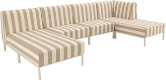Oviala Conjunto de jard&iacute;n bajo modular a rayas para 5 personas Beige