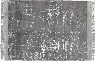 Beliani Alfombra De Viscosa Gris Blanco 160 X 230 Cm Algod&oacute;n Flecos Moderno Hanli