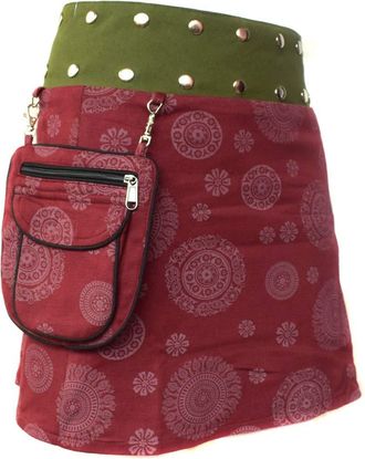 Gheri Floral Short Popper Removable Pocket Reversible Cotton Skirt H