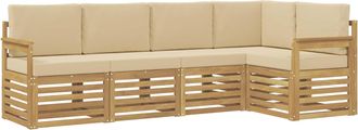 vidaXL Conjunto De Sof&aacute;s De Exterior 5 Uds. Y Beige Poli&eacute;ster Vidaxl