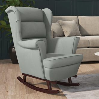 vidaXL Vidaxl - Silla Mecedora Patas De Madera De Caucho Terciopelo Gris Claro