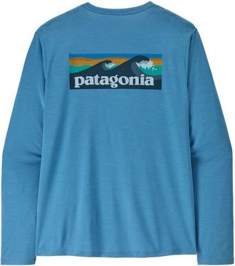 Patagonia L/S Cap Cool Daily Shirt Boardshort Logo Funktionsshirt f&uuml;r Herren | blau