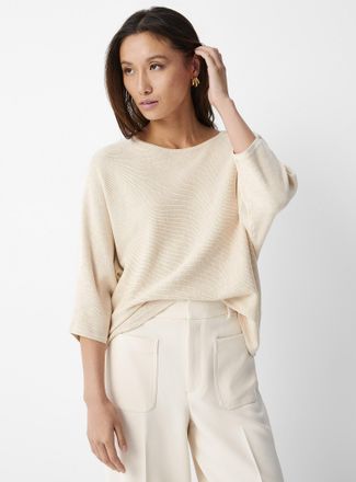 Contemporaine Womens Textured knit loose boxy sweater