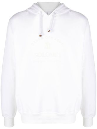 Brunello Cucinelli logo-embroidered hoodie - White