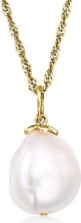 Ross-Simons 12-14mm Cultured Baroque Pearl Pendant Necklace in 18kt Gold Over Sterling