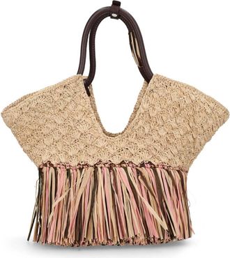 Zimmermann Goldentime Woven Raffia Fringe Bag