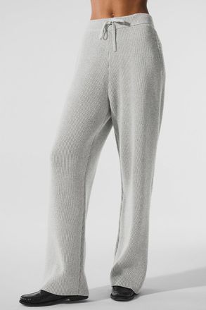 Alo | Domain Rib Knit Sweatpant in Athletic Heather Grey, Size: 2XL
