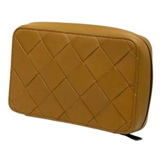 Bottega Veneta Pre-owned Clutches, female, Brown, Size: ONE SIZE Pre-owned Woven Leather Pouch