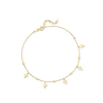 Canaria Canaria 10kt Yellow Gold Cross Station Anklet