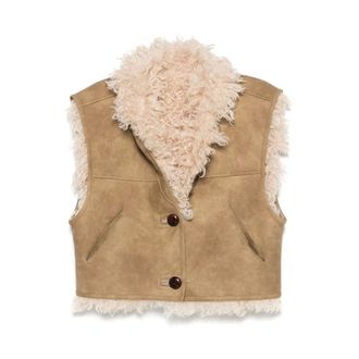 Isabel Marant Vests, female, Beige, Size: S Reversible Taupe Outerwear with Button Fastening