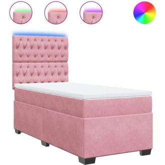 vidaXL Cama Box Spring Con Colch&oacute;n Terciopelo Rosa 90x190 Cm Vidaxl