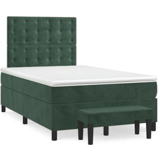 vidaXL Vidaxl - Cama Box Spring Con Colch&oacute;n Terciopelo Verde Oscuro 120x190 Cm