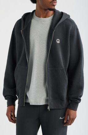 Museum of Peace and Quiet Wordmark Zip Hoodie in Black at Nordstrom, Size Xx-Large