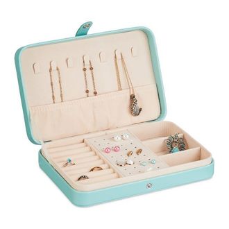 OEM Sistema De Almacenamiento Pr&aacute;ctico Para Anillos Y Cadenas, Ideal Para Viajes, 4,5 X 21 X 14,5 Cm (alto X Ancho X Profundidad), Color Turquesa