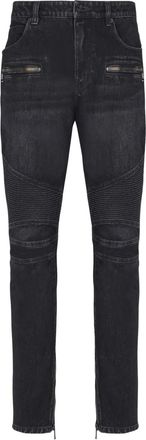 Balmain Biker katoenen jeans met ritsdetail - Zwart