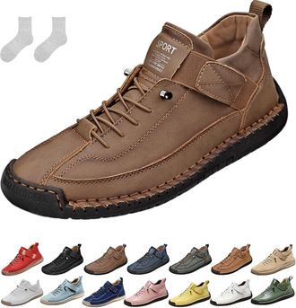 Generic Orthopedic Shoes, Womens Handmade Leather Orthopedic Comfortable Shoes, Anti-Impact Non-Slip for Hiking Camping Driving (H,12.5)