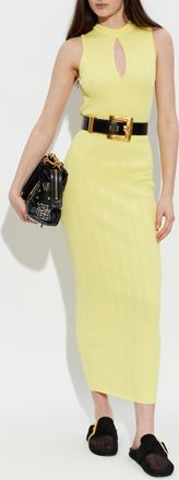 Balmain Ribbed Dress, Womens, Yellow