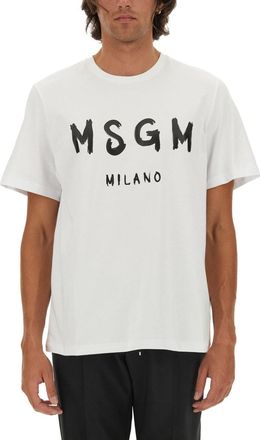 Msgm T-Shirt Con Logo Pennellato-Uomo