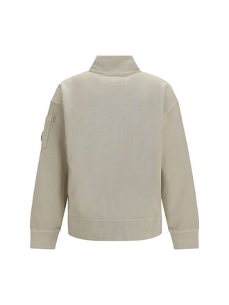 C.P. Company Cotton Fleece Diagonal Weave Sweatshirt - White