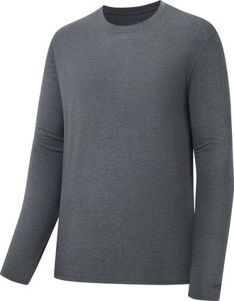 Bassdash Mens Ultra Soft Cotton Blend UPF 50+ Long Sleeve Fishing Shirt UV Sun Protection Casual Performance Tee Heather Grey