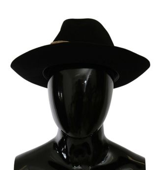 Dolce & Gabbana Womens Black Lapin Amor Gignit Wide Brim Panama Hat