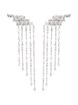 Suzanne Kalan 18kt white gold Fireworks diamond fringe drop earrings - Silver