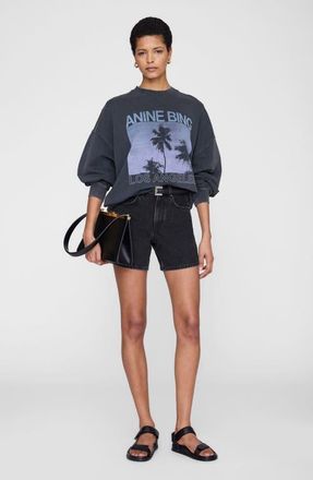 Anine Bing Miles Sweatshirt Palms in Washed Grey at Nordstrom, Size Xx-Small
