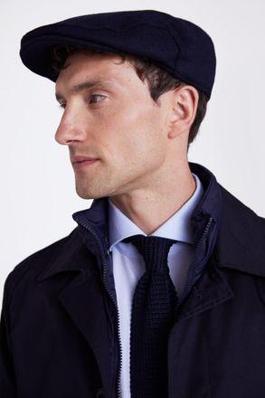 Moss Navy Melton Wool Flat Cap
