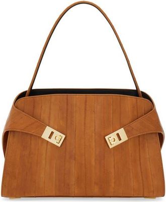 Ferragamo Small Hug Eelskin Leather Shoulder Bag in Beige/Testa Di Moro at Nordstrom
