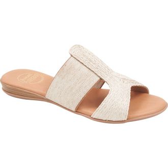 Andr&eacute; Assous Noor Raffia Slide Sandal in Beige Linen at Nordstrom Rack, Size 10