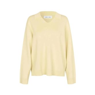 Sams&oslash;e & Sams&oslash;e Saanne Polo Jumper - female - Sams&oslash;e Sams&oslash;e - V-neck Knitwear - Yellow - XS - Knitwear