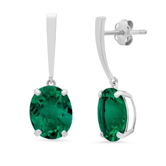 MAX + STONE 14k Yellow or White Gold 10x8mm Oval Cut Gemstone Drop Dangle Earrings