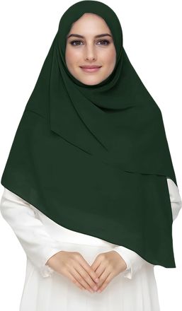 Lina & Lily Premium Chiffon Hijab Head Scarf Shawl Wrap for Muslim Women Square 145 x 145cm (Dark Green)